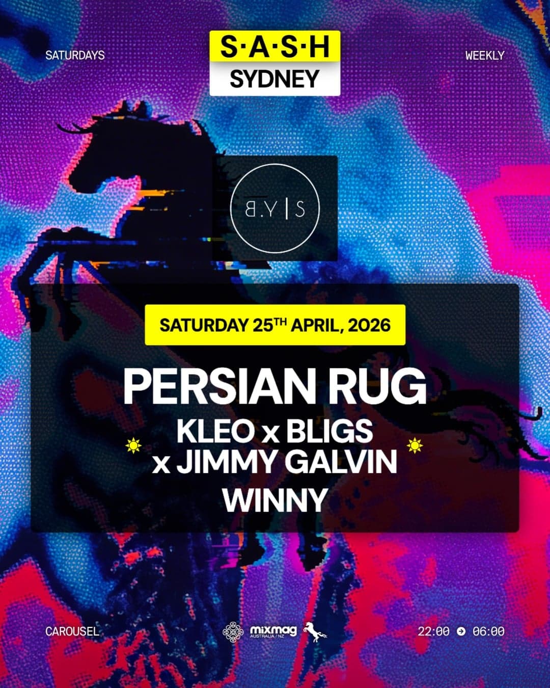 ★ S.A.S.H Sydney x By Your Side ★ Two up & Techno Afters ★ Saturday 25th April ★