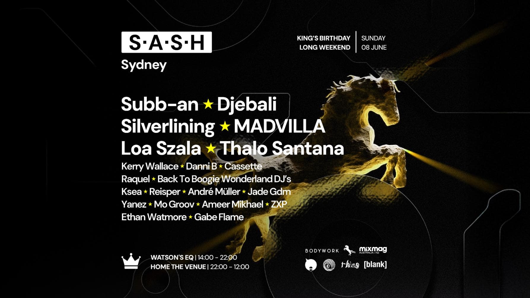 ★ S.A.S.H Sydney ★ June Long Weekend ★ Sunday 8th June ★
