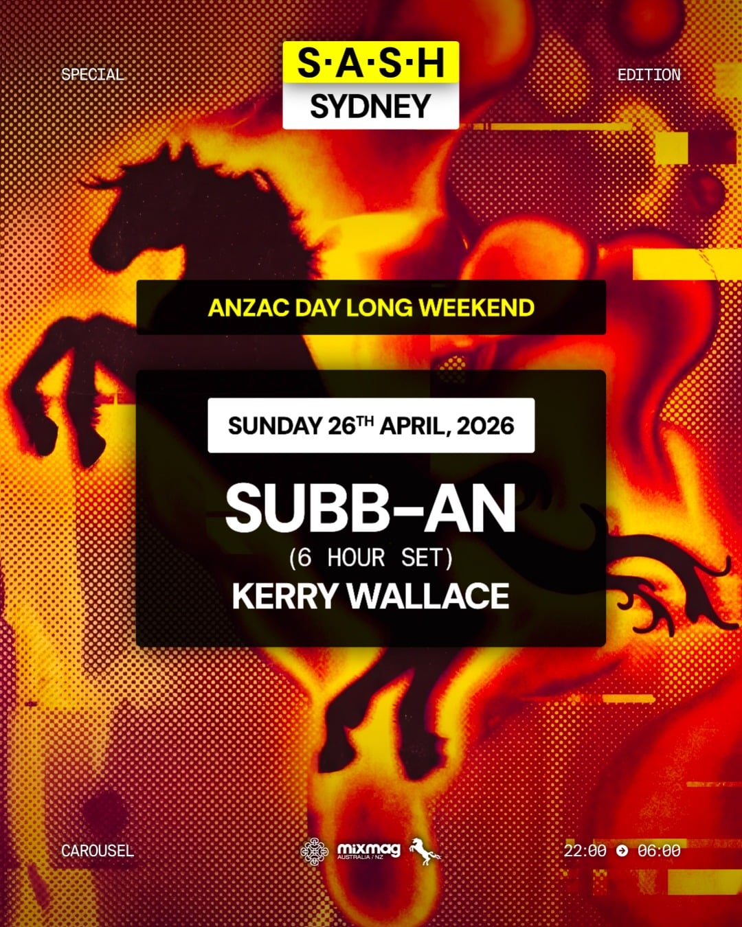 ★ S.A.S.H Sydney ANZAC Day Long Weekend ★ Subb-an 6 Hour Set ★ Sunday 26th April ★