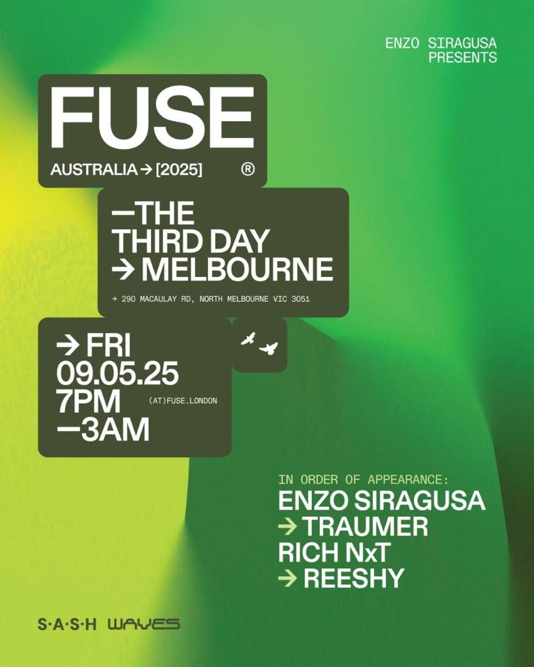 ★ S.A.S.H Melbourne & Waves pres. FUSE ★ Friday May 9th ★