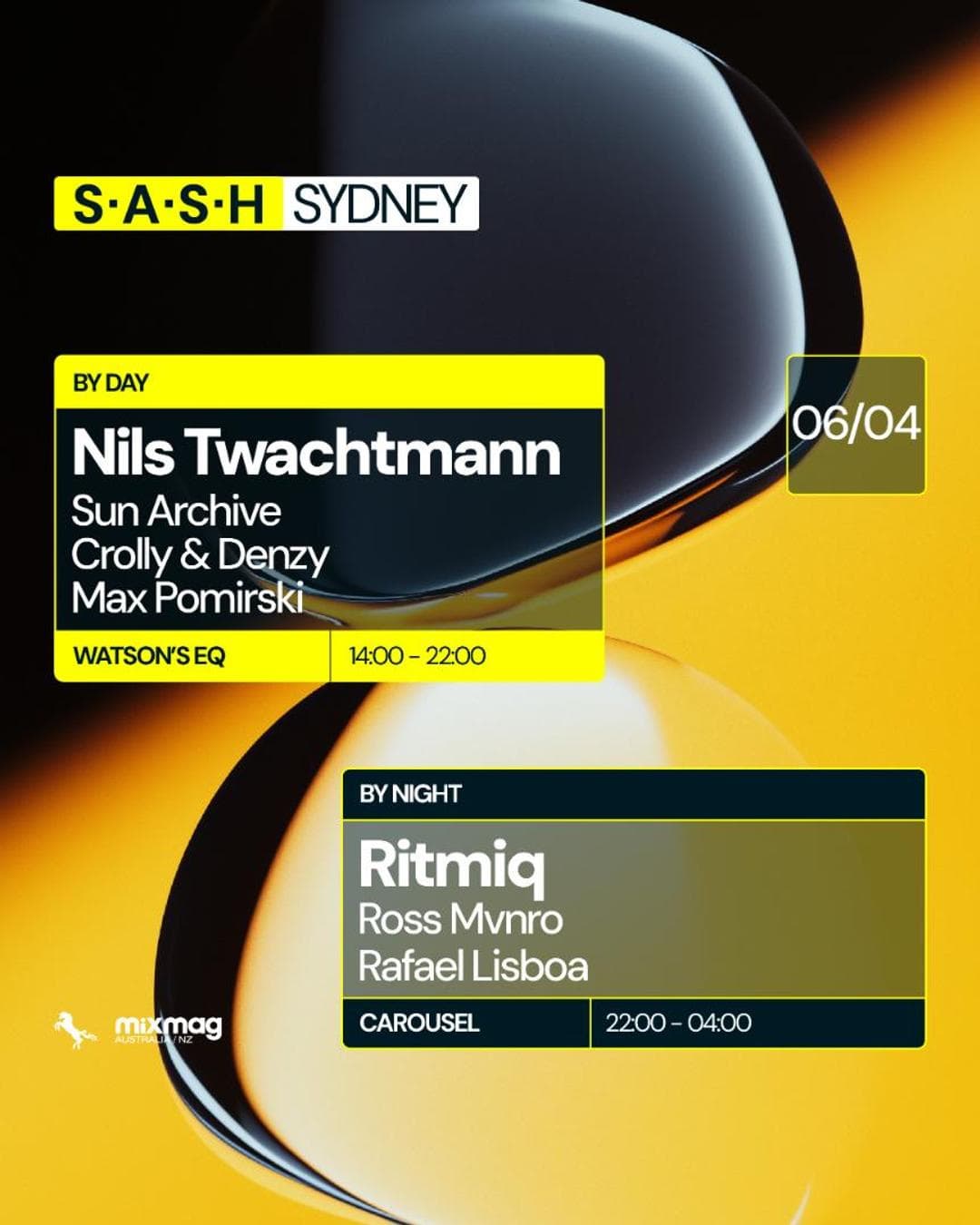 ★ S.A.S.H By Day & Night ★ Nils Twachtmann ★ Ritmiq ★ Sunday April 6th ★