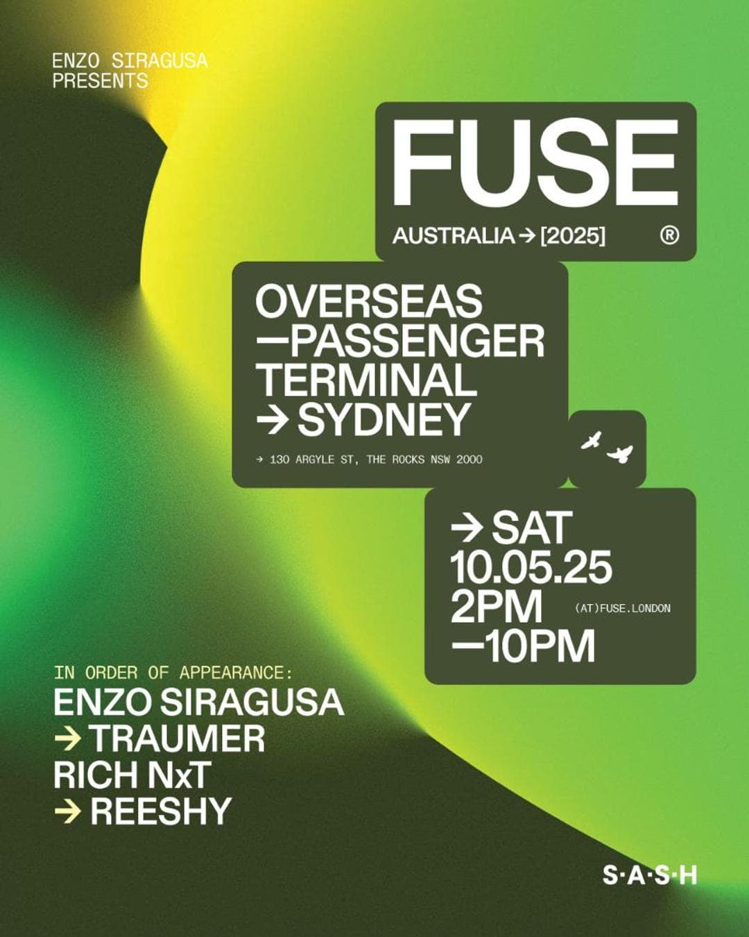 ★ S.A.S.H Sydney pres. FUSE ★ Saturday May 10th ★