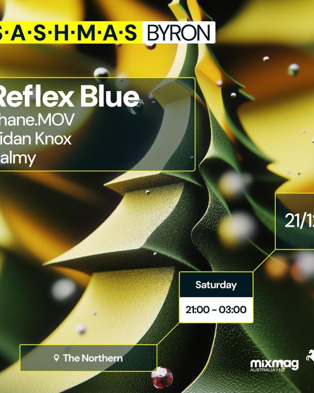 ★ S.A.S.H.M.A.S Byron Bay ★ Reflex Blue ★ Saturday December 21st ★