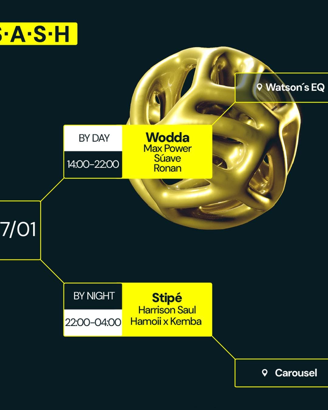 ★ S.A.S.H by Day & Night ★ Wodda ★ Stipé ★ Sunday 7th January ★