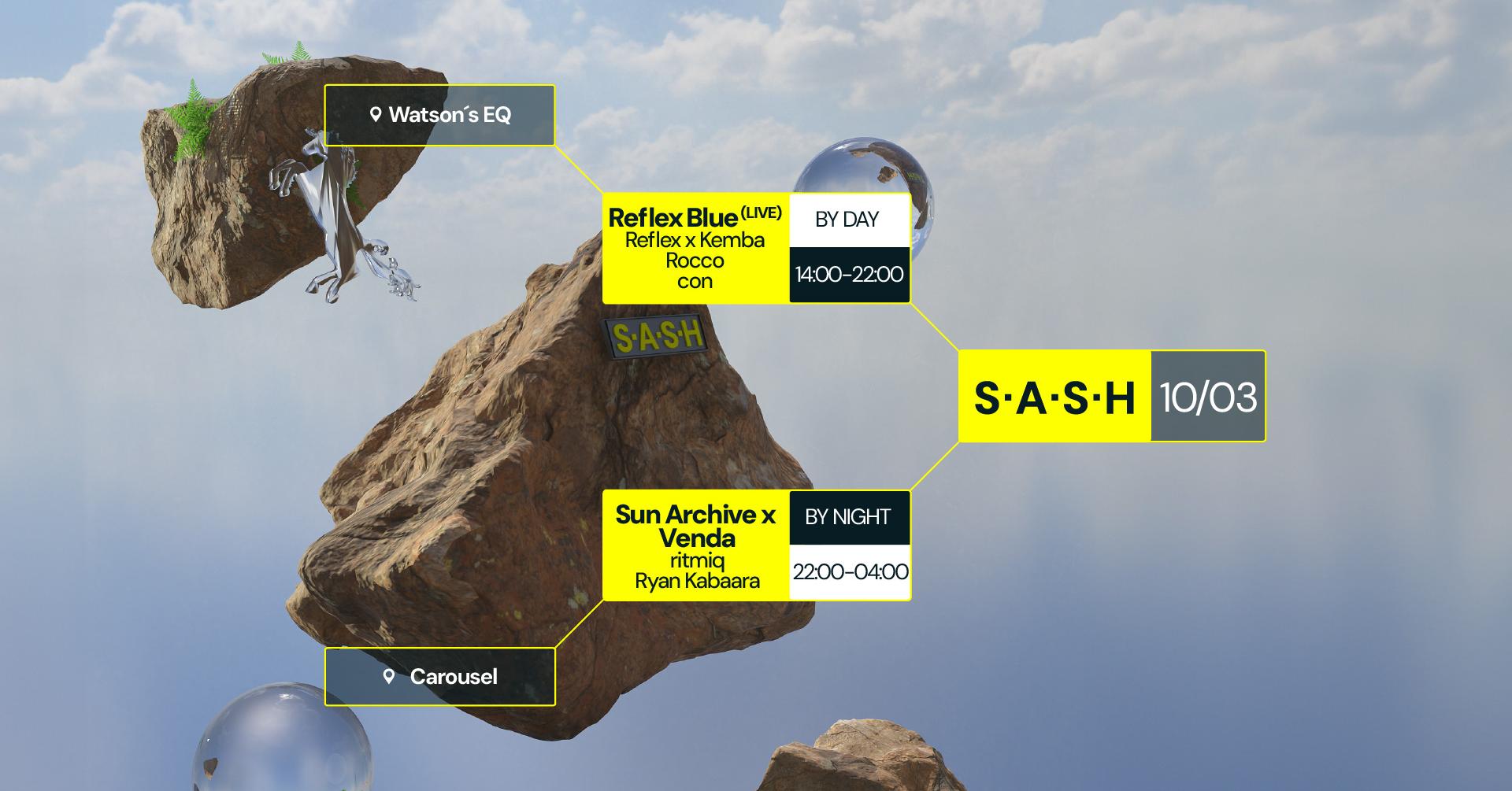 ★ S.A.S.H by Day & Night ★ Reflex Blue (Live) ★ Sun Archive x Venda ★ Sunday 10th March ★