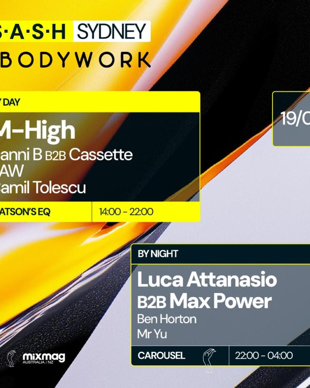 ★ S.A.S.H By Day & Night ★ Bodywork ft. M-High ★ Luca Attanasio x Max Power ★ Sunday January 19th ★