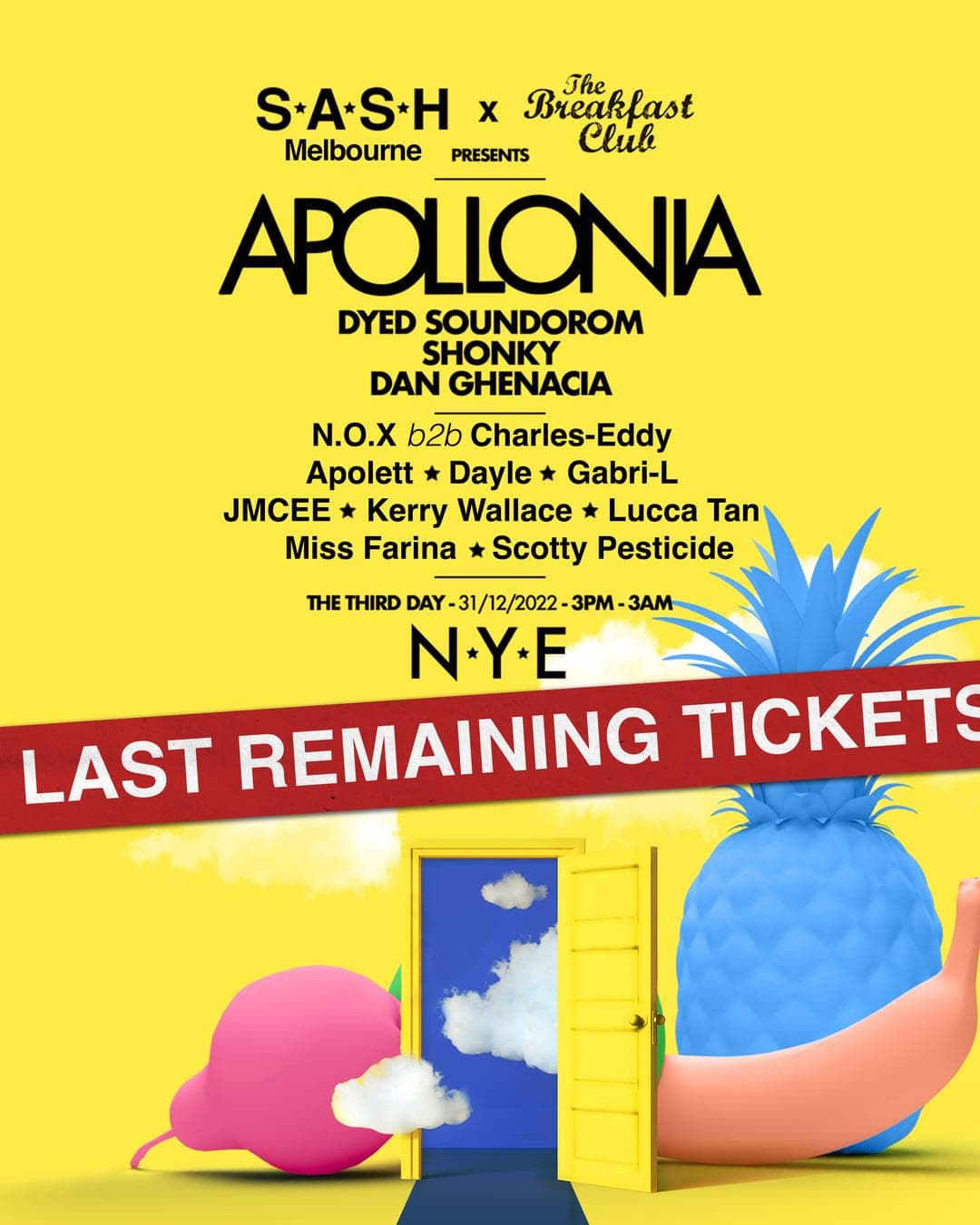 ★ S.A.S.H Melbourne x Breakfast Club ★ NYE 2022 ★ APOLLONIA ★
