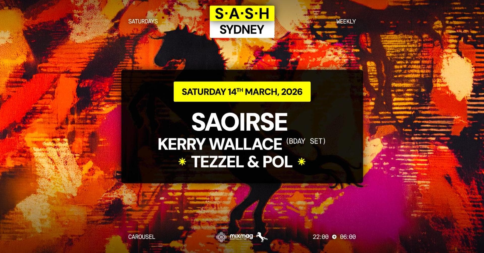 ★ S.A.S.H Sydney ★ Saoirse ★ Saturday 14th March ★ TICKETS ON THE DOOR ONLY