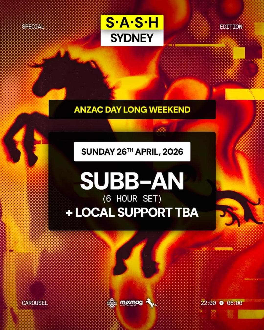 ★ S.A.S.H Sydney ANZAC Day Long Weekend ★ Subb-an 6 Hour Set ★ Sunday 26th April ★
