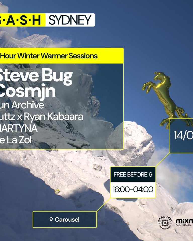 S.A.S.H Sydney Winter Warmer Sessions Steve Bug & Cosmjn Sun 14th July