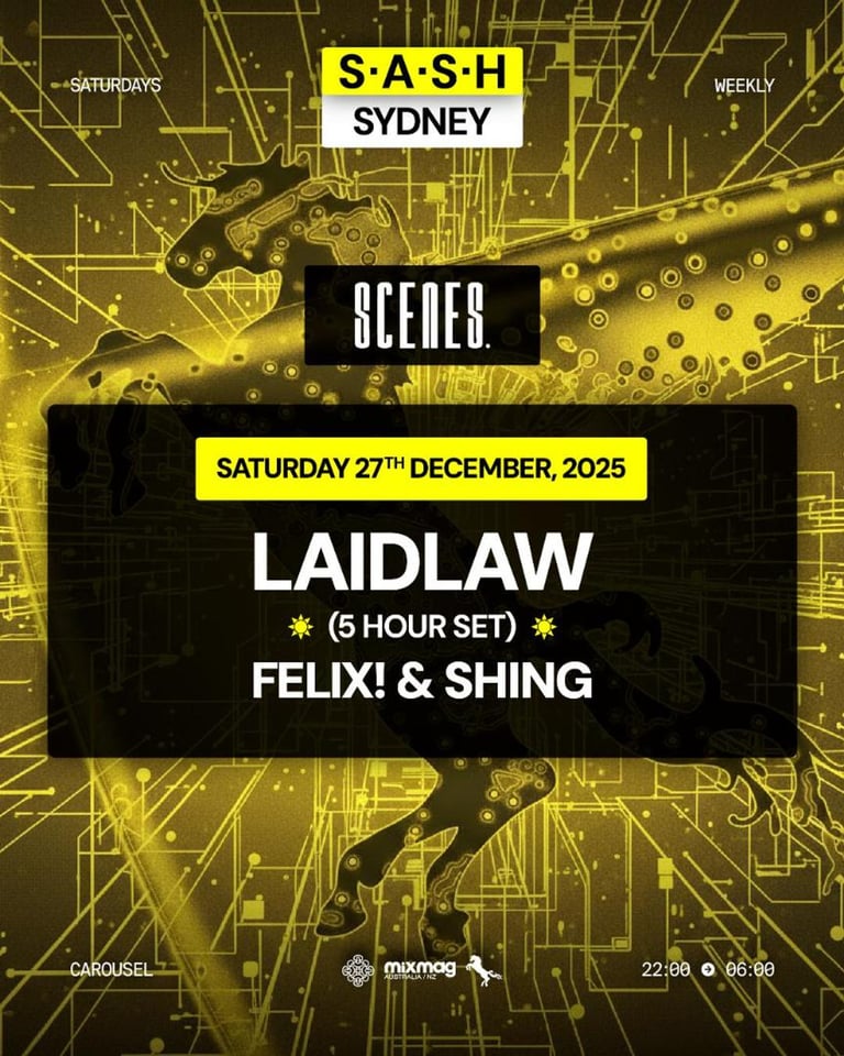 S.A.S.H Sydney Laidlaw (5-Hr Set) Saturday 27th December