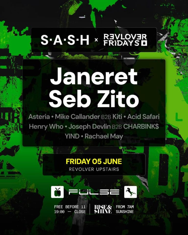 S.A.S.H Melbourne x Revolver Janeret & Seb Zito Fri 3rd April